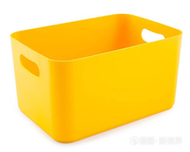 白色背景的黄色塑料容器照片-正版商用图片03us8f-摄图新视界